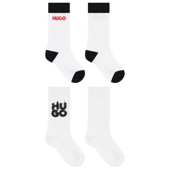 Boys Black & White Logo Socks