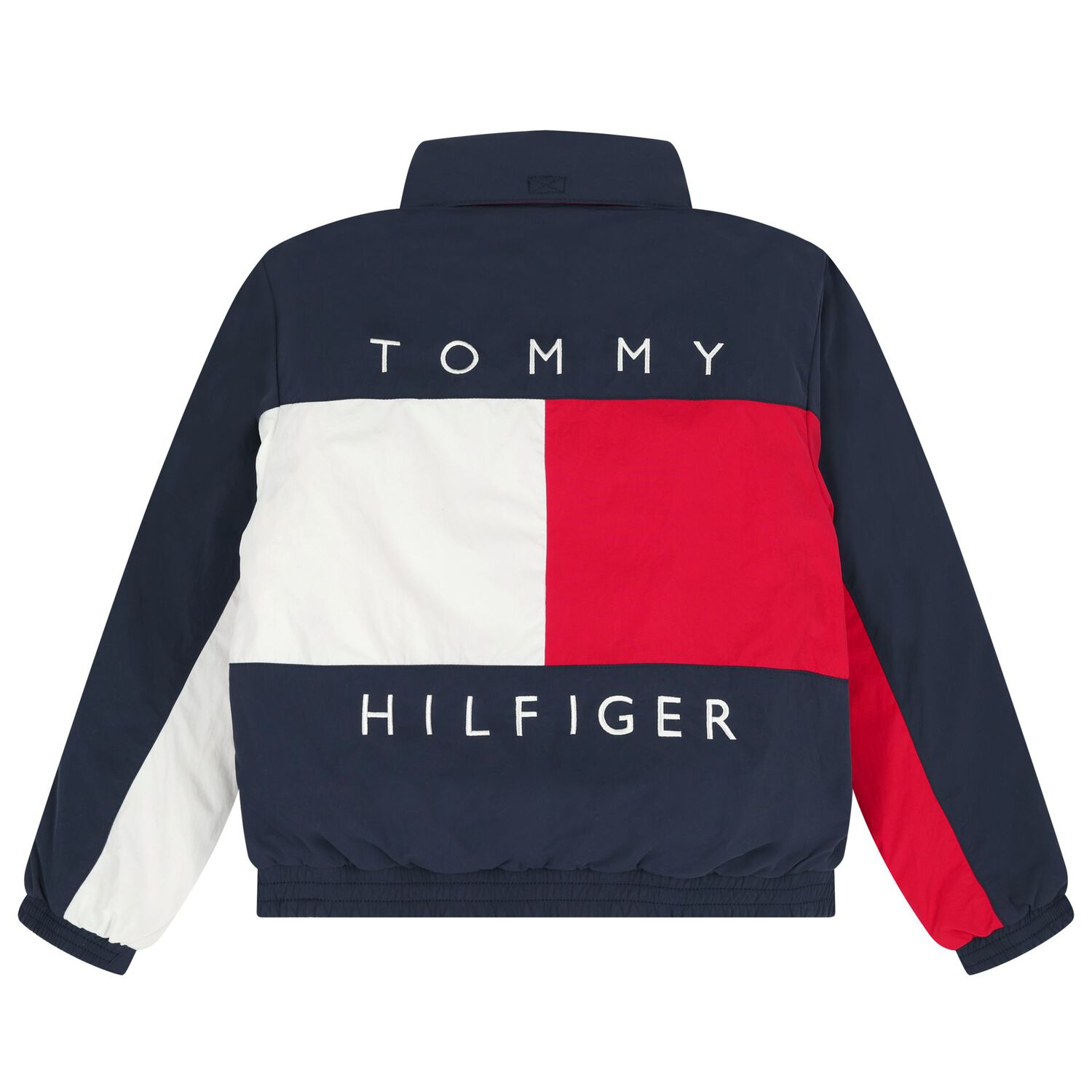 Boys Navy Blue, White & Red Logo Puffer Jacket, 1, hi-res