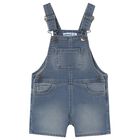 Younger Boys Blue Denim Dungaree, 1, hi-res