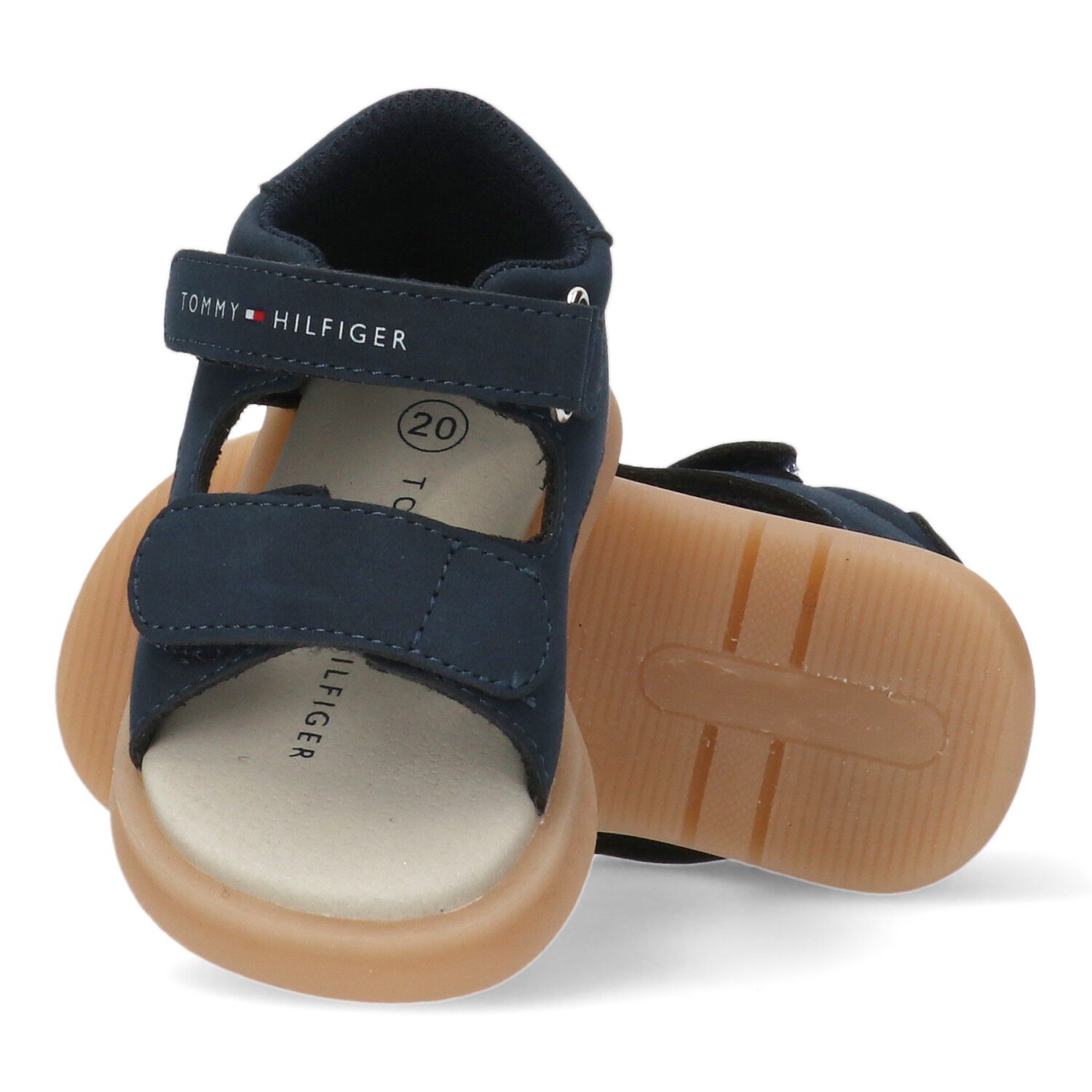 Younger Boys Navy Blue Leather Sandals, 1, hi-res