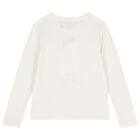 Girls White Polo Bear Long Sleeve Top, 1, hi-res