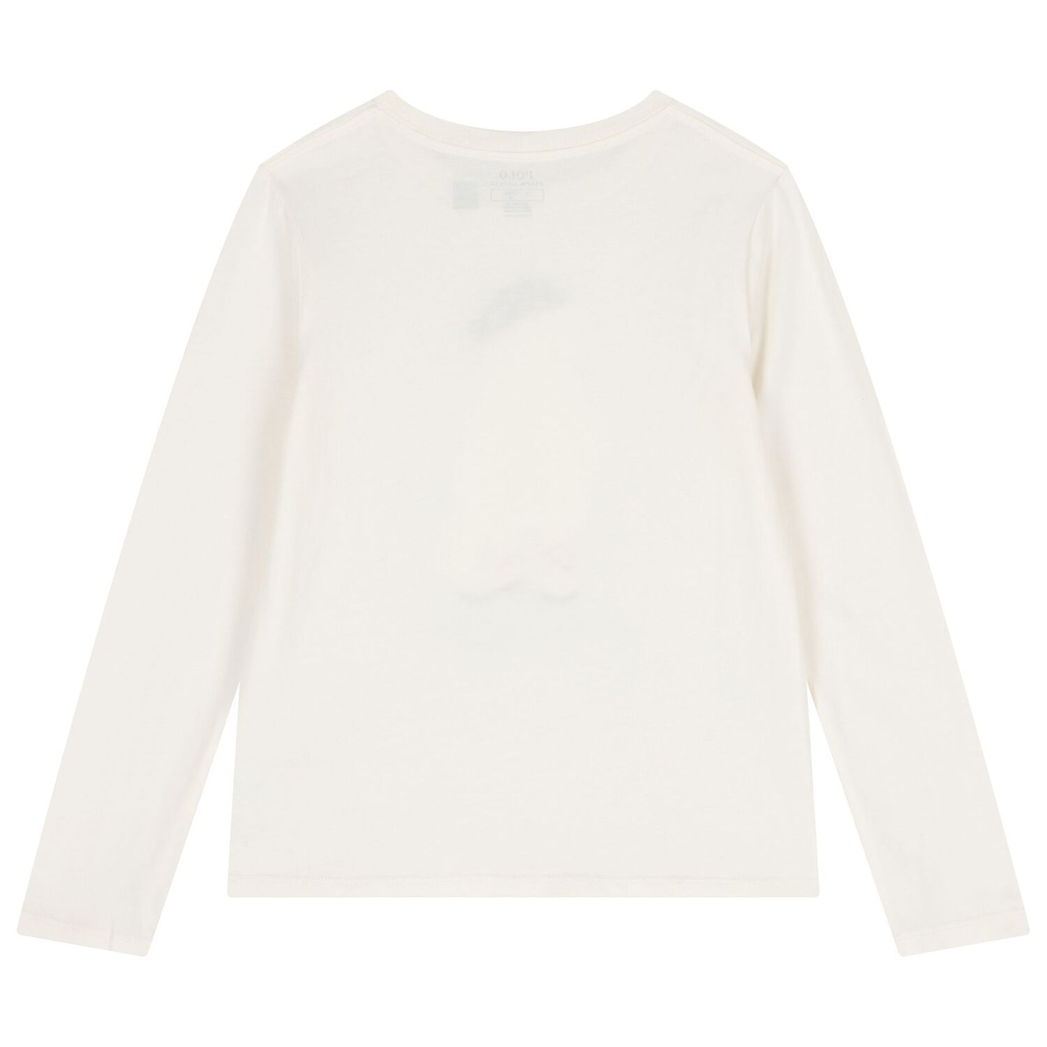 Girls White Polo Bear Long Sleeve Top, 1, hi-res