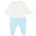 White & Blue Teddy Bear Logo Babygrow, 2, hi-res