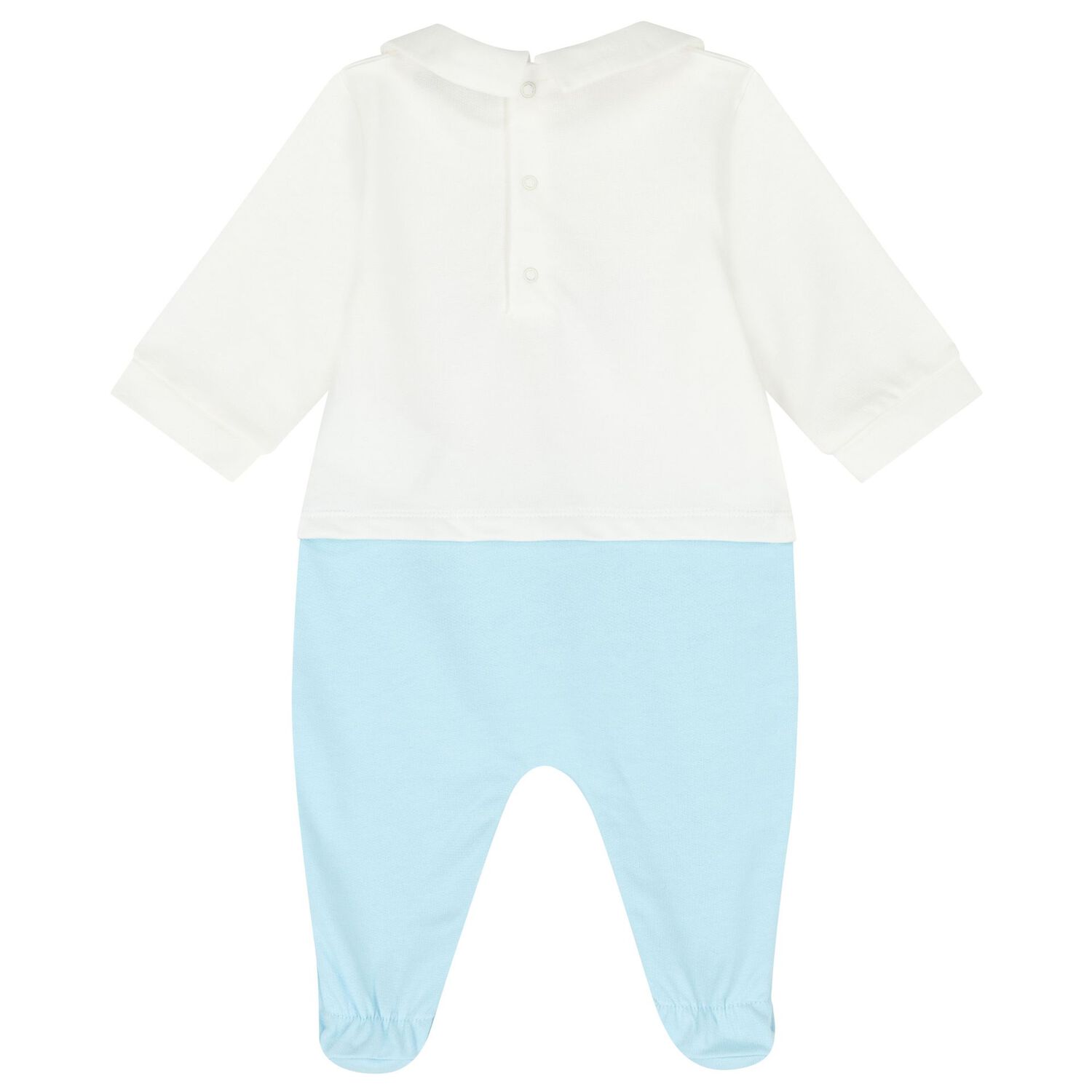 White & Blue Teddy Bear Logo Babygrow, 2, hi-res