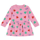 Younger Girls Pink Hearts Sweatshirt Dress, 1, hi-res
