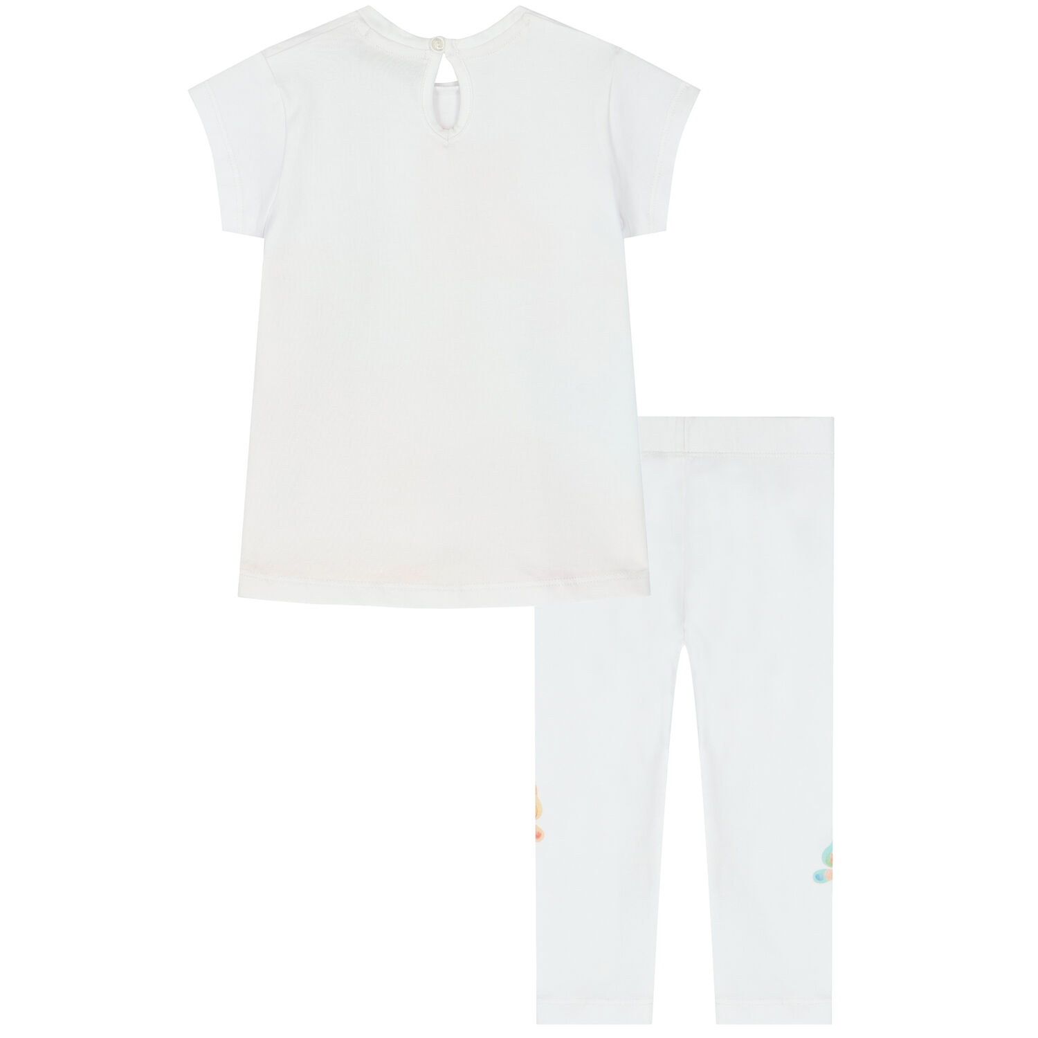 Younger Girls White Butterfly Leggings Set, 1, hi-res