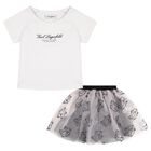 Girls White & Pink Tulle Choupette Skirt Set, 1, hi-res