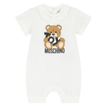 Ivory Teddy Bear Logo Baby Romper