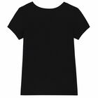 Girls Black Logo T-Shirt, 1, hi-res