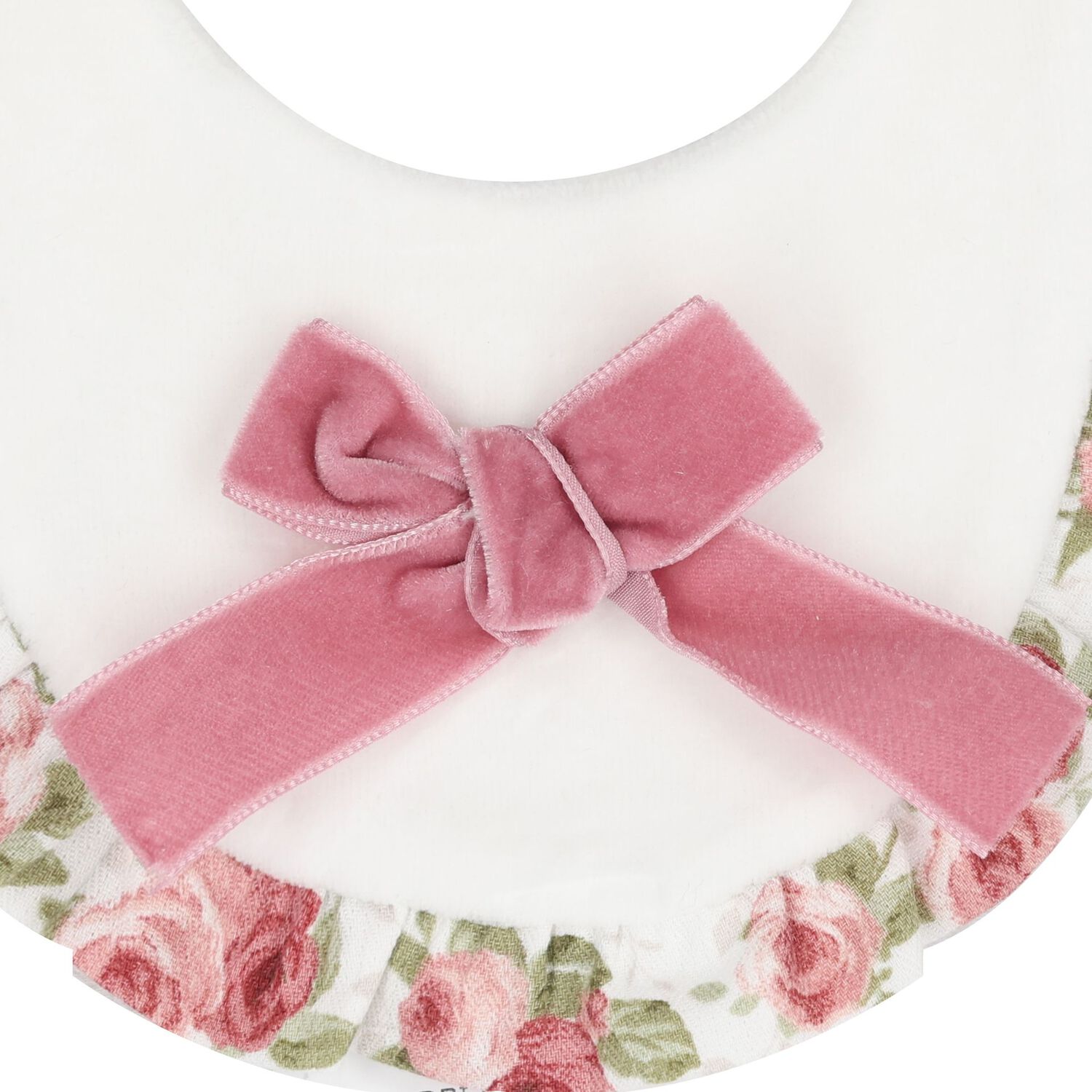 Baby Girls Ivory & Pink Floral Bib, 1, hi-res