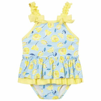 Baby Girls Yellow & Blue Floral Swimsuit