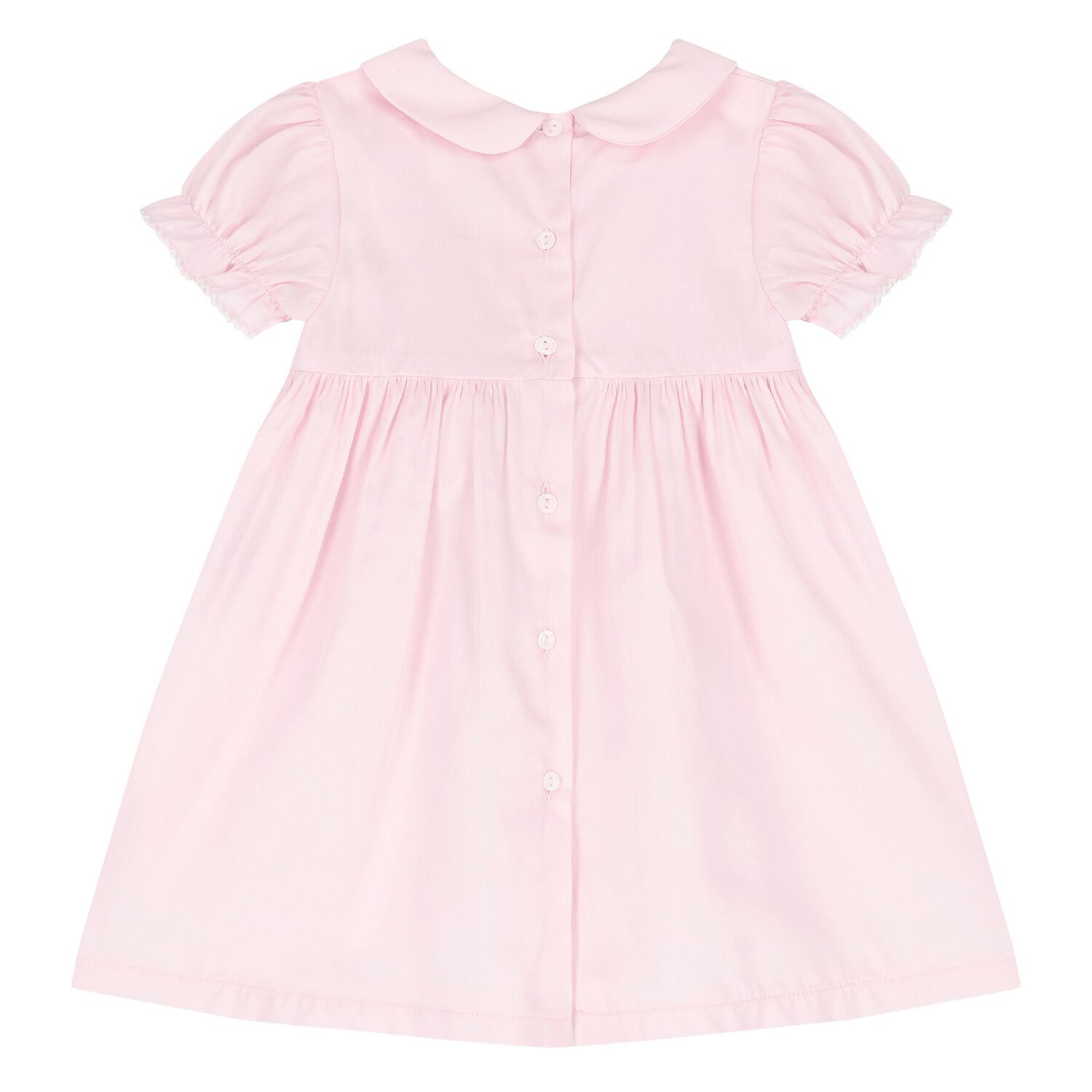 Baby Girls Pink Smocked Ruffled Dress, 1, hi-res
