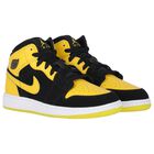 Black, Yellow & White Air Jordan 1 Mid Trainers, 1, hi-res