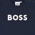 Younger Boys Navy Blue Logo T-Shirt, 3, hi-res