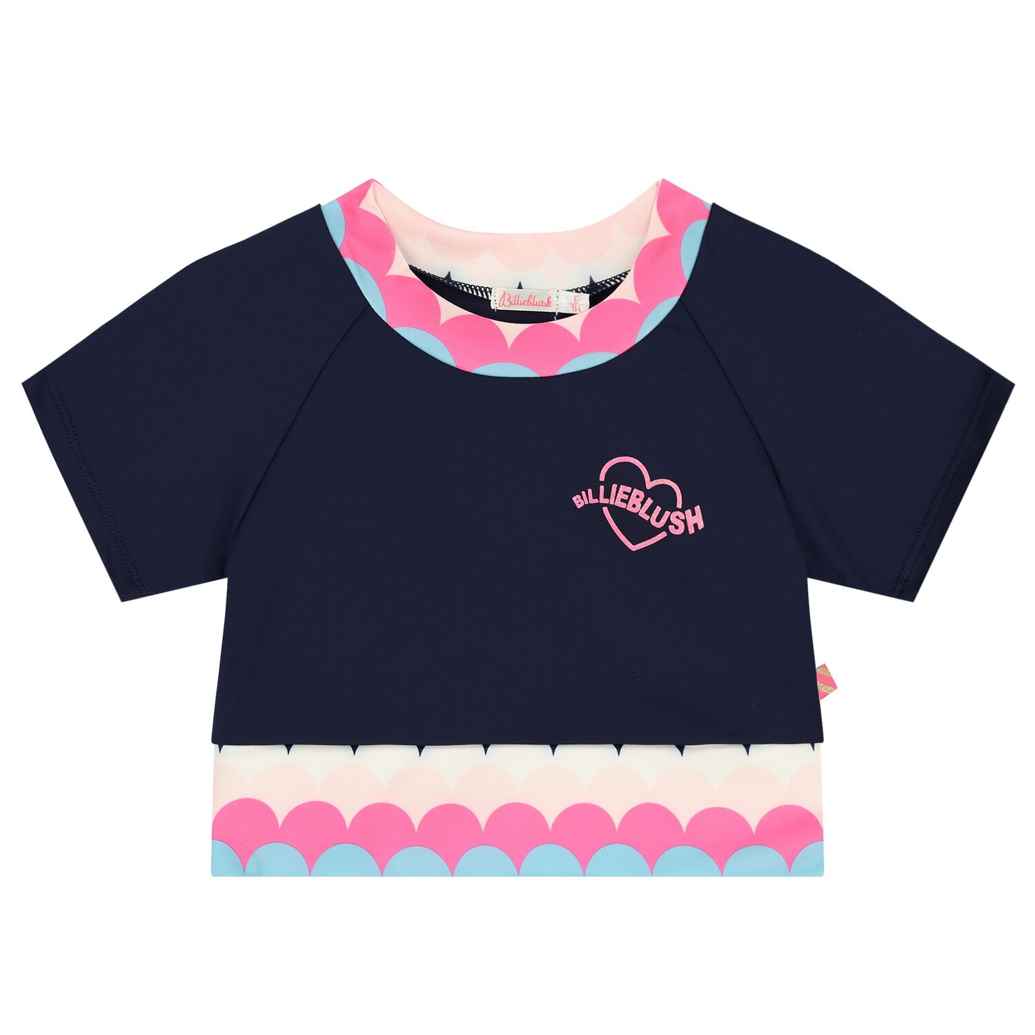 Girls Navy Blue & Pink Logo Heart T-Shirt, 1, hi-res image number null