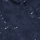 Boys Navy Blue Paint Splatter Hooded Top, 1, hi-res