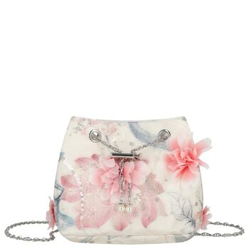 Girls Ivory & Pink 3D Flower Bag