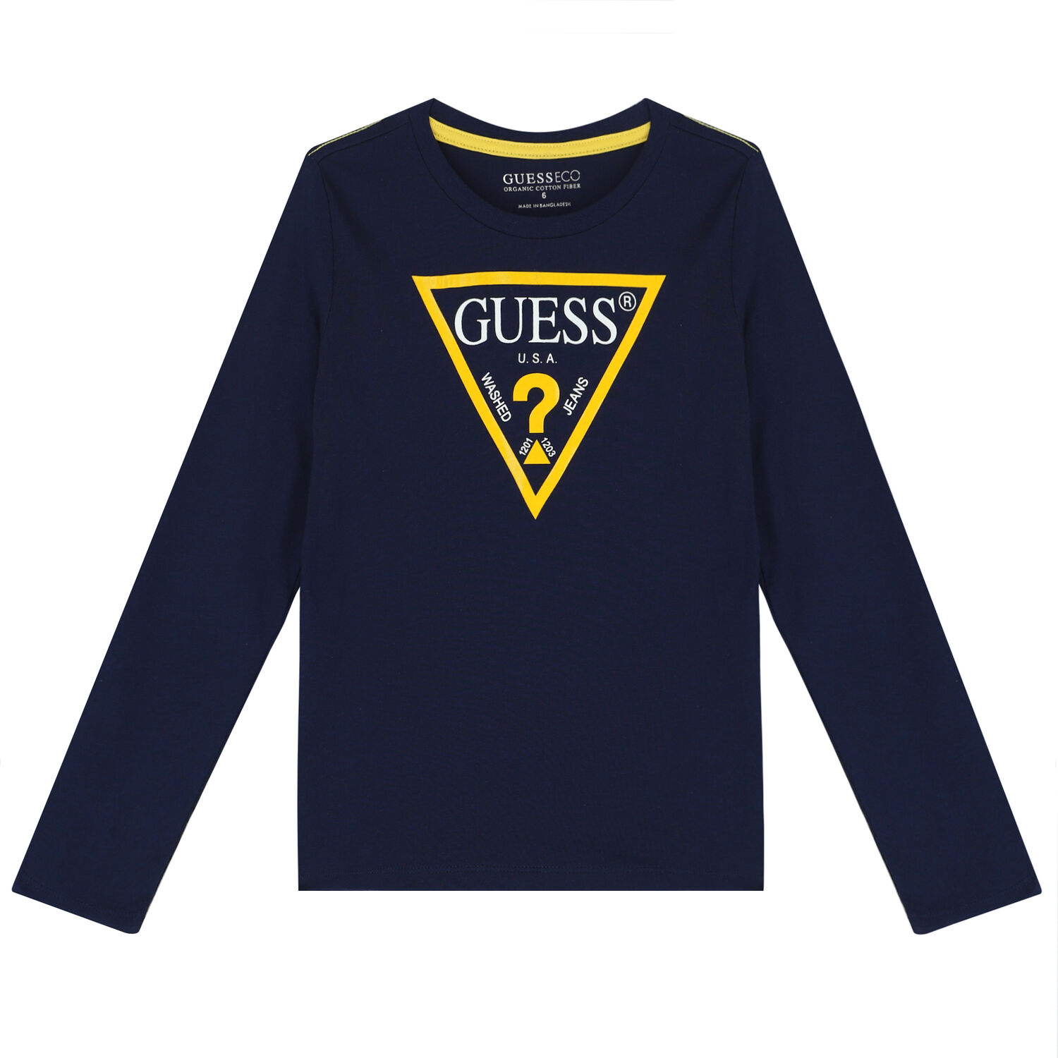 Boys Navy Logo Long Sleeve Top, 3, hi-res