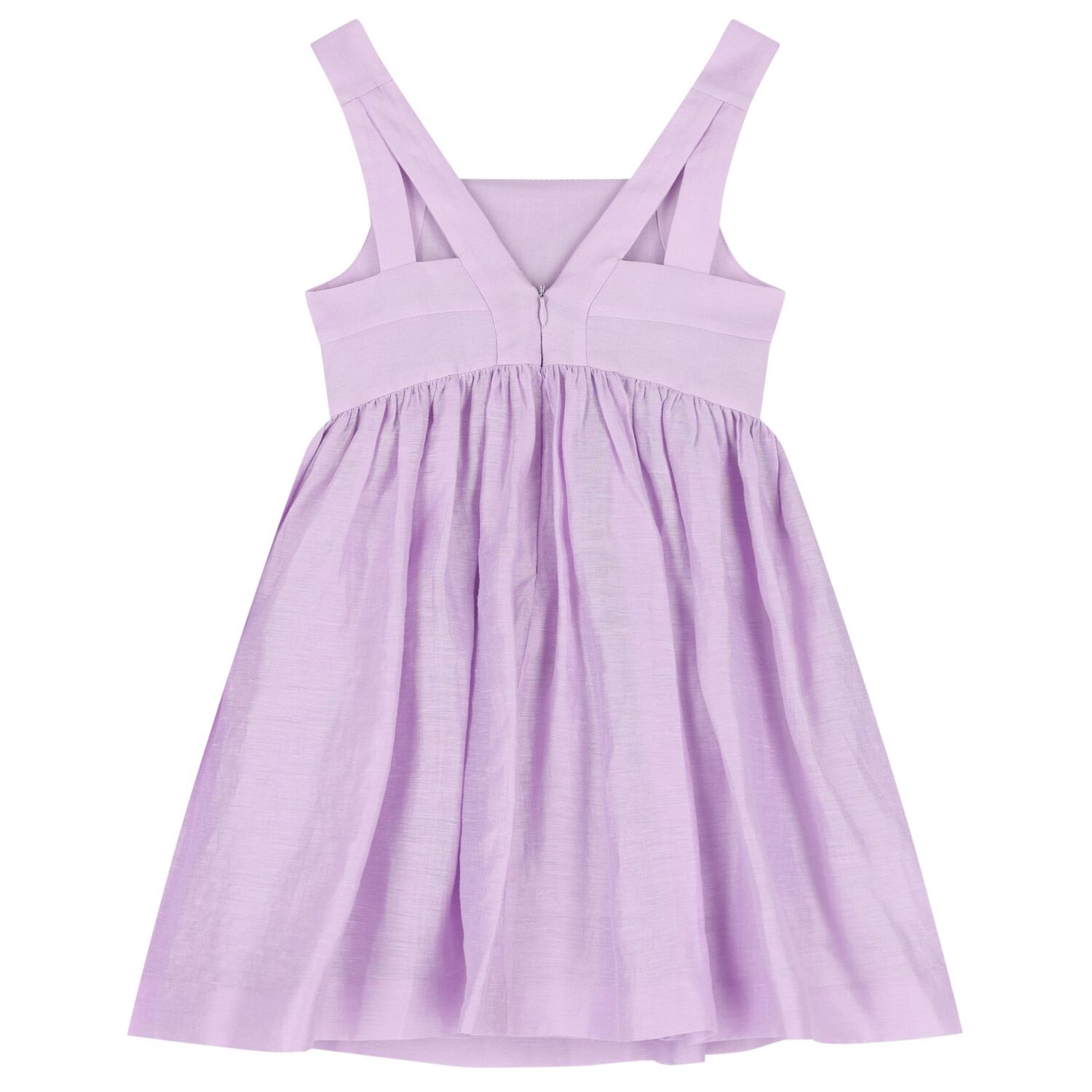 Girls Lilac Flower Linen Dress, 2, hi-res