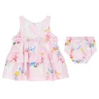 Baby Girls Pink Ruffled Floral Dress Set, 1, hi-res