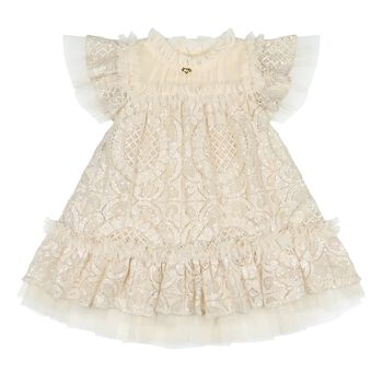Baby Girls Beige Lace Sequin Gemma Dress