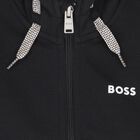 Younger Boys Black Logo Hooded Zip Up Top, 1, hi-res