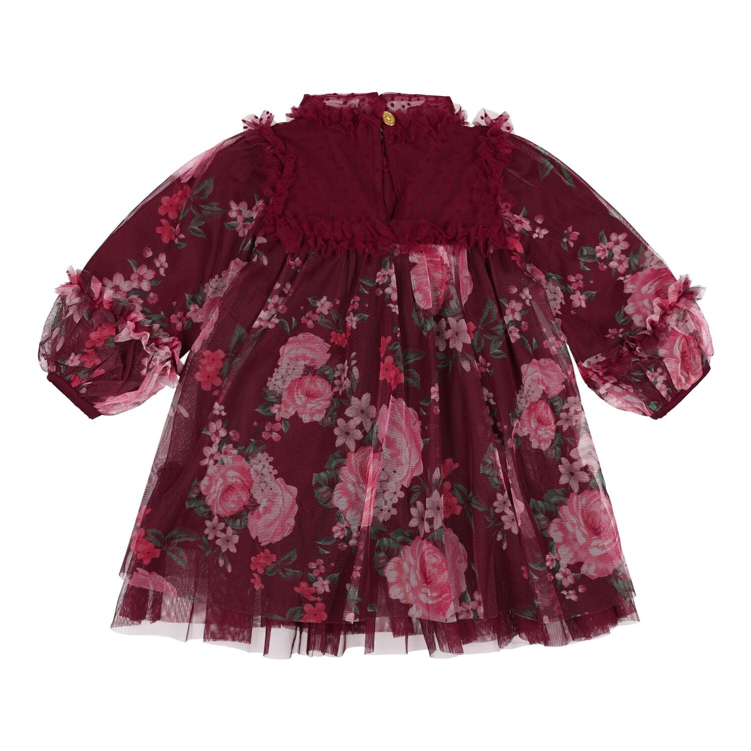 Baby Girls Red Floral Tulle Nadiya Dress, 1, hi-res