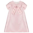 Girls Pink Satin & Pearl Dress, 1, hi-res