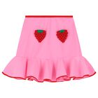 Girls Pink Strawberry Skirt, 1, hi-res