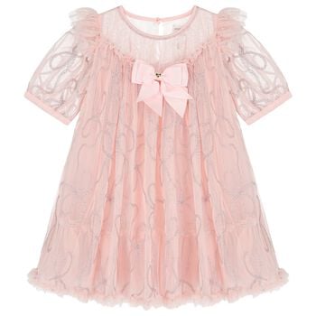 Girls Pink Embellished Tulle Dress