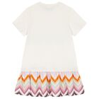 Girls Ivory & Pink Zig Zag Logo Dress, 1, hi-res