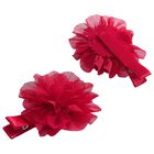 Girls Red Flower Hairclips ( 2 Pack ), 1, hi-res