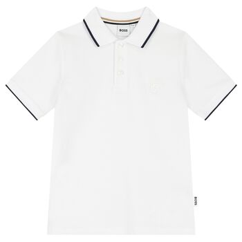 Boys White Logo Polo Shirt