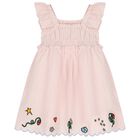 Girls Pink Floral Hem Dress, 1, hi-res