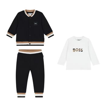 Baby Boys Black & White Logo Tracksuit Gift Set
