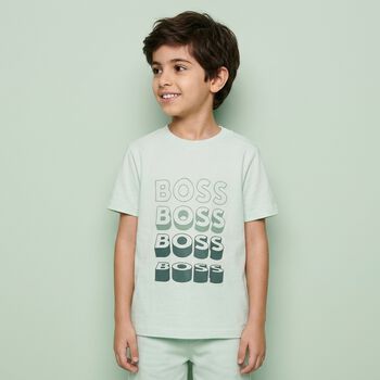 Younger Boys Green Logo T-Shirt