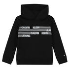 Boys Black Logo Hooded Top, 1, hi-res