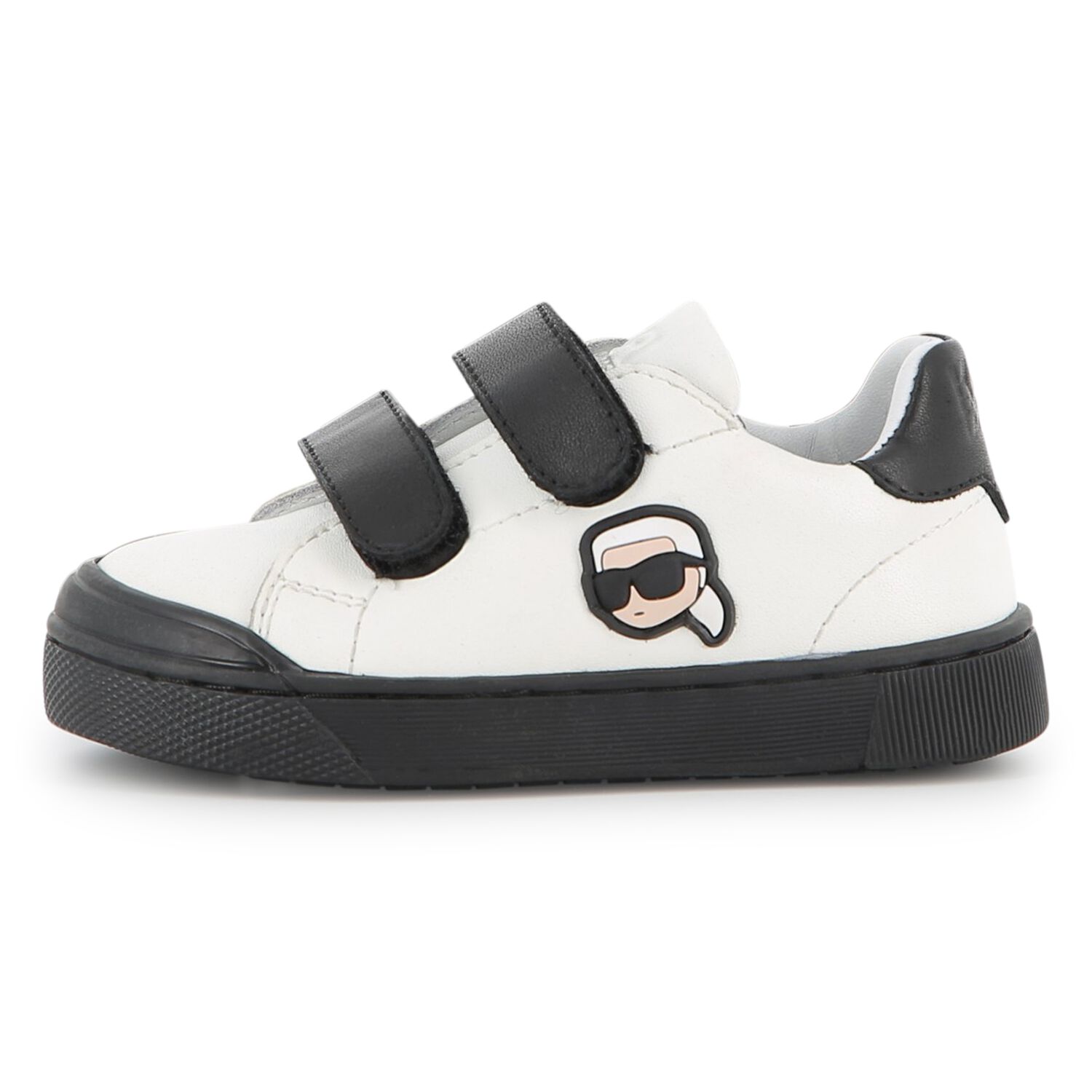 Boys White & Black Ikonik Karl Trainers, 1, hi-res