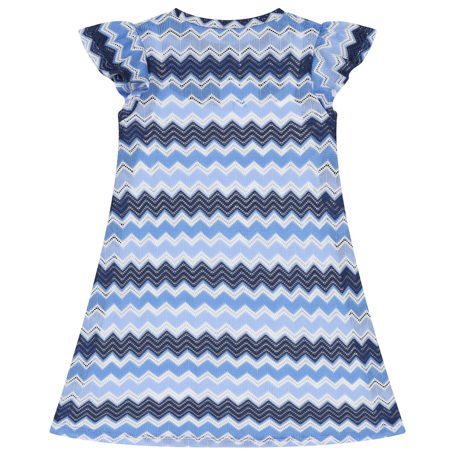 Girls Blue, Navy Blue & White Knitted Zigzag Dress, 3, hi-res image number null