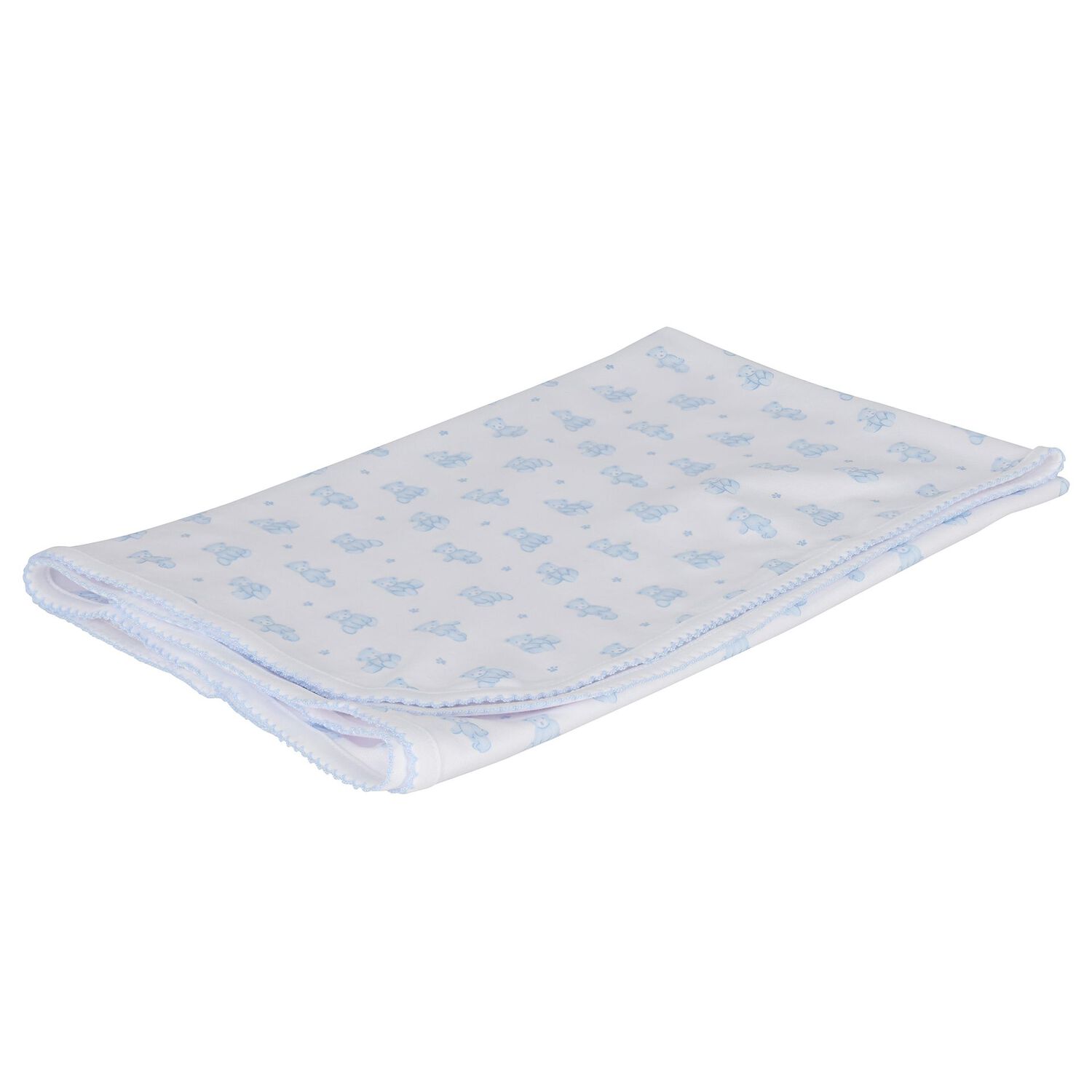 Baby Boys White & Blue Teddy Bear Time Blanket, 1, hi-res image number null
