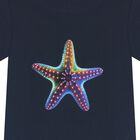 Boys Navy Blue Starfish T-Shirt, 1, hi-res