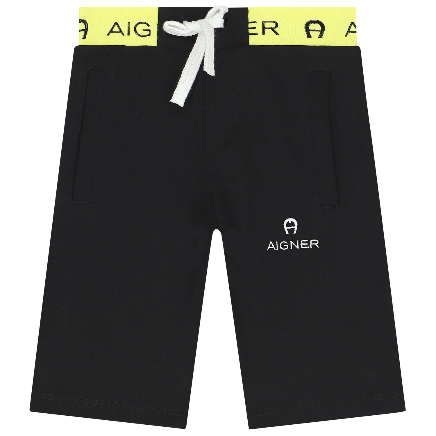 Younger Boys Black Logo Shorts, 1, hi-res