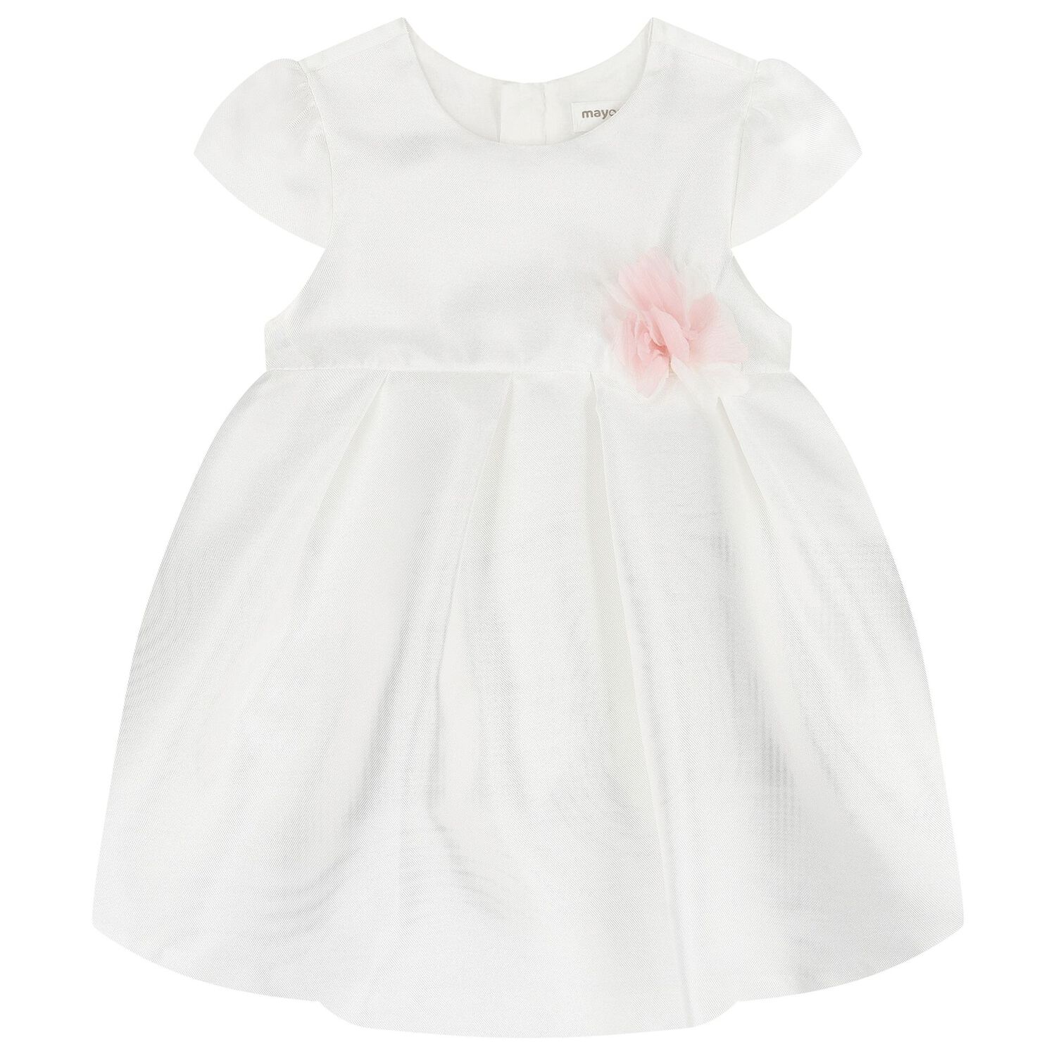 Baby Girls White Flower Satin Dress Set, 1, hi-res image number null