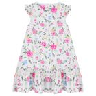 Girls White Floral Dress, 1, hi-res