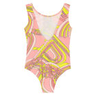 Girls Pink & Yellow Printed Swimsuit, 1, hi-res