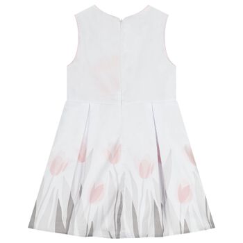 Girls White Floral Dress