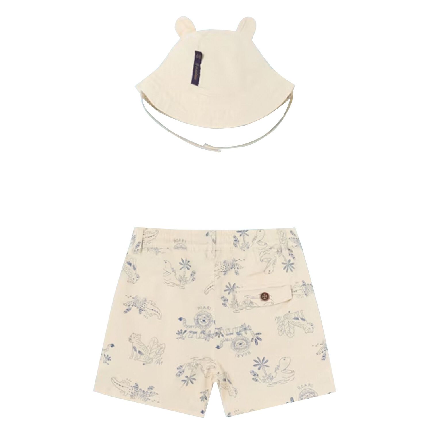 Younger Boys Ivory Shorts & Hat Set, 1, hi-res