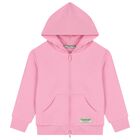 Girls Pink Logo Hooded Zip Up Top, 2, hi-res