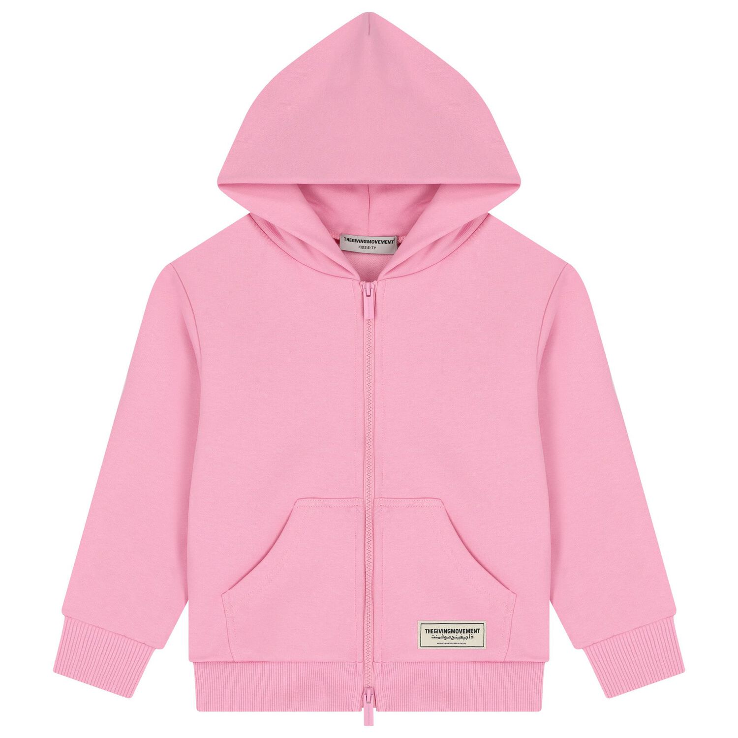 Girls Pink Logo Hooded Zip Up Top, 2, hi-res