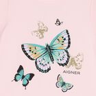 Girls Pink Butterflies Logo Dress, 3, hi-res